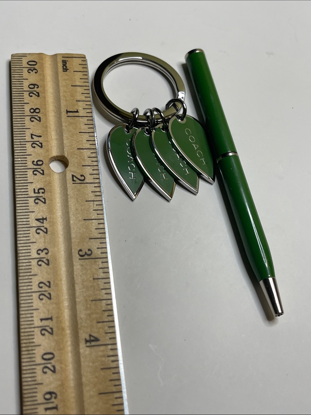 COACH Green Enamel Leaf Keyring and Coach Pen - Picture 4 of 7